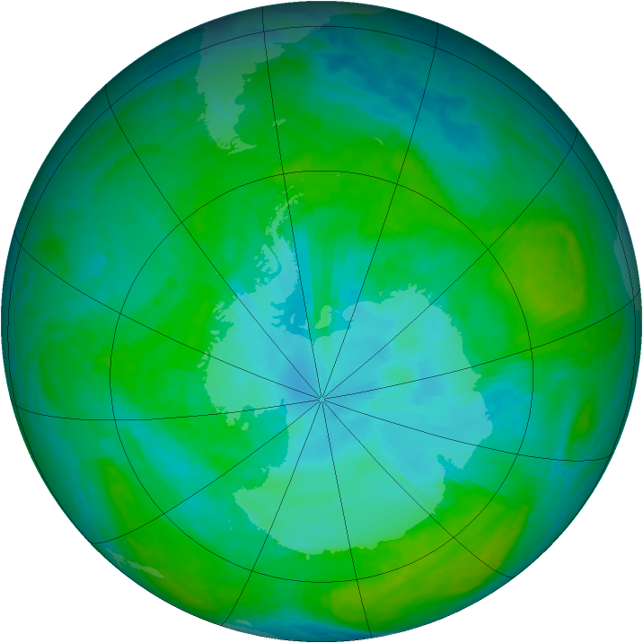 Antarctic ozone map for 28 December 2003